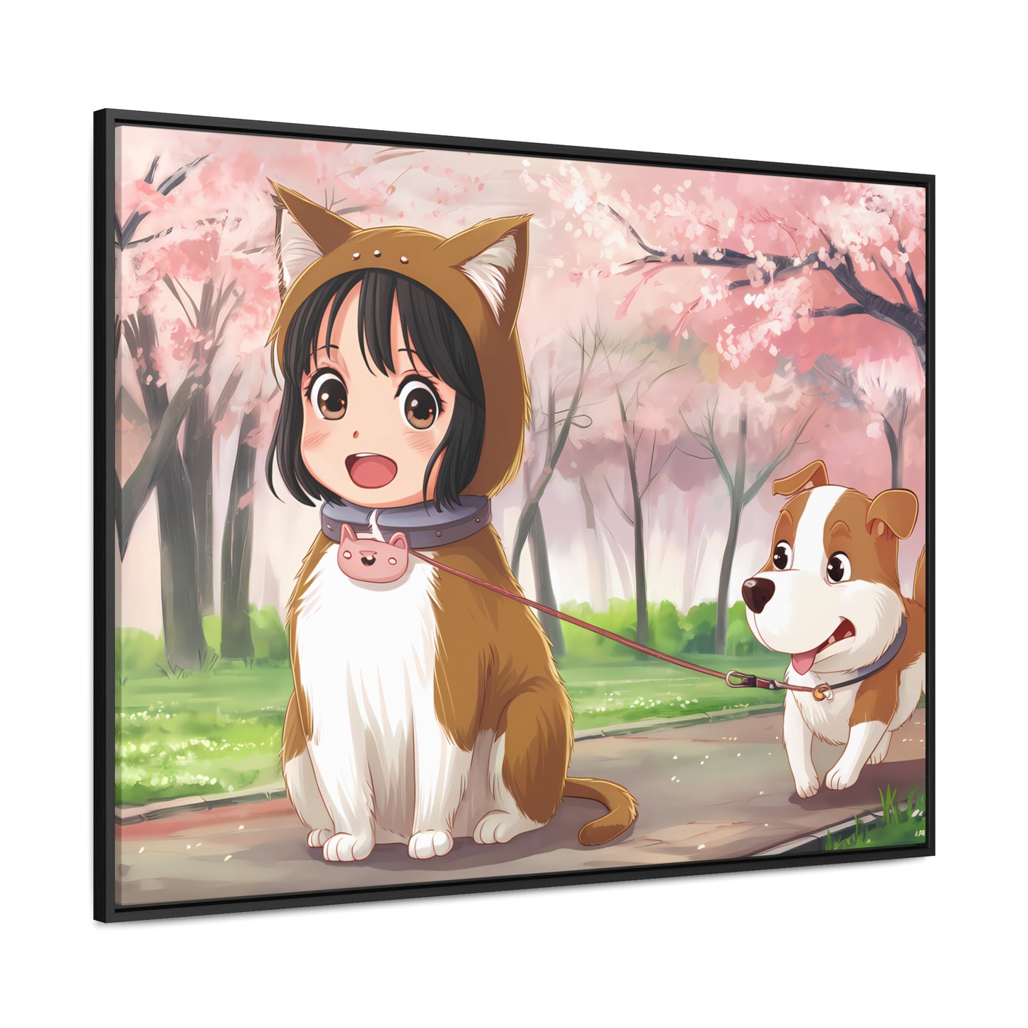 Blossom Walk with My Furry Friends - Gallery Canvas Wraps, Horizontal Frame