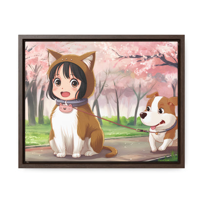 Blossom Walk with My Furry Friends - Gallery Canvas Wraps, Horizontal Frame