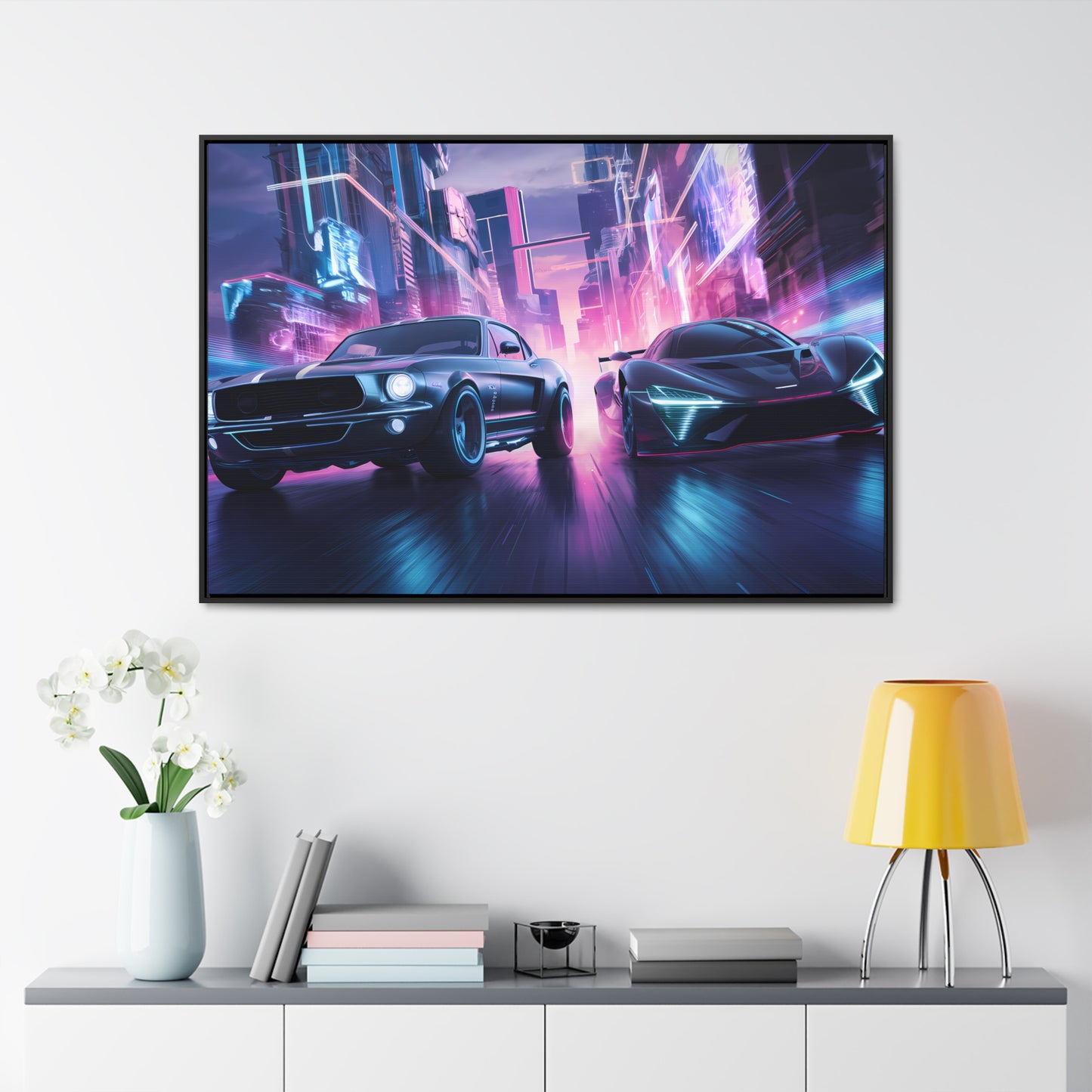 Neon Speed Duel - Gallery Canvas Wraps, Horizontal Frame