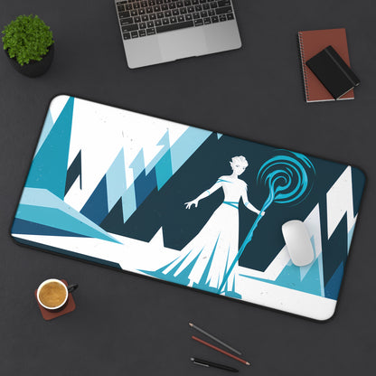 Ice Queen of the Frosted Peaks - Desk Mat