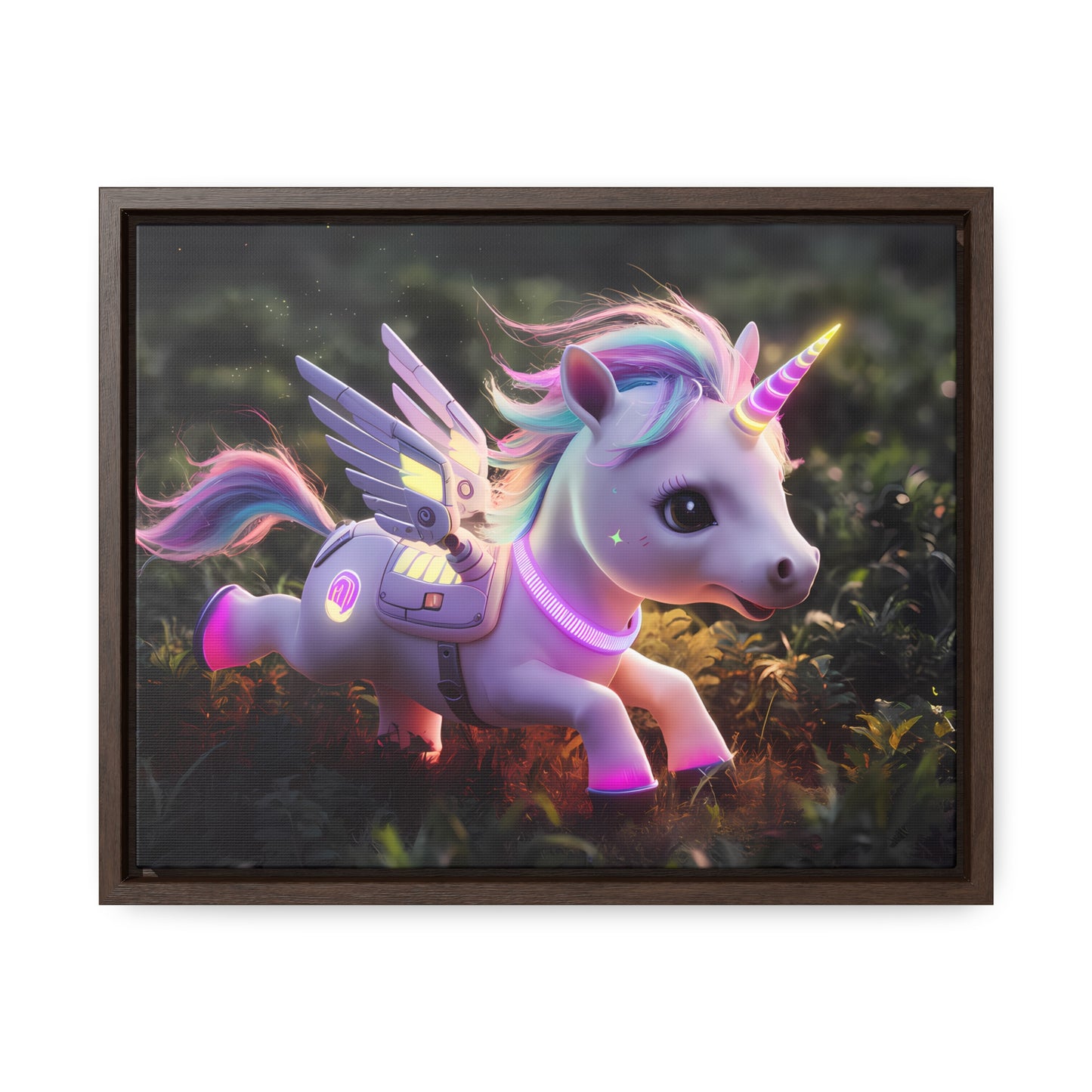 "Cybernetic Unicorn's Twilight Adventure" - Gallery Canvas Wraps, Horizontal Frame