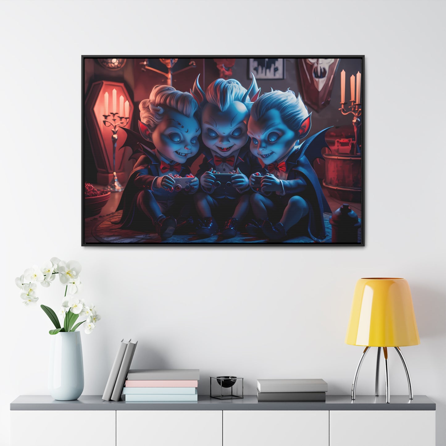 "Night of the Gaming Vampires" - Gallery Canvas Wraps, Horizontal Frame