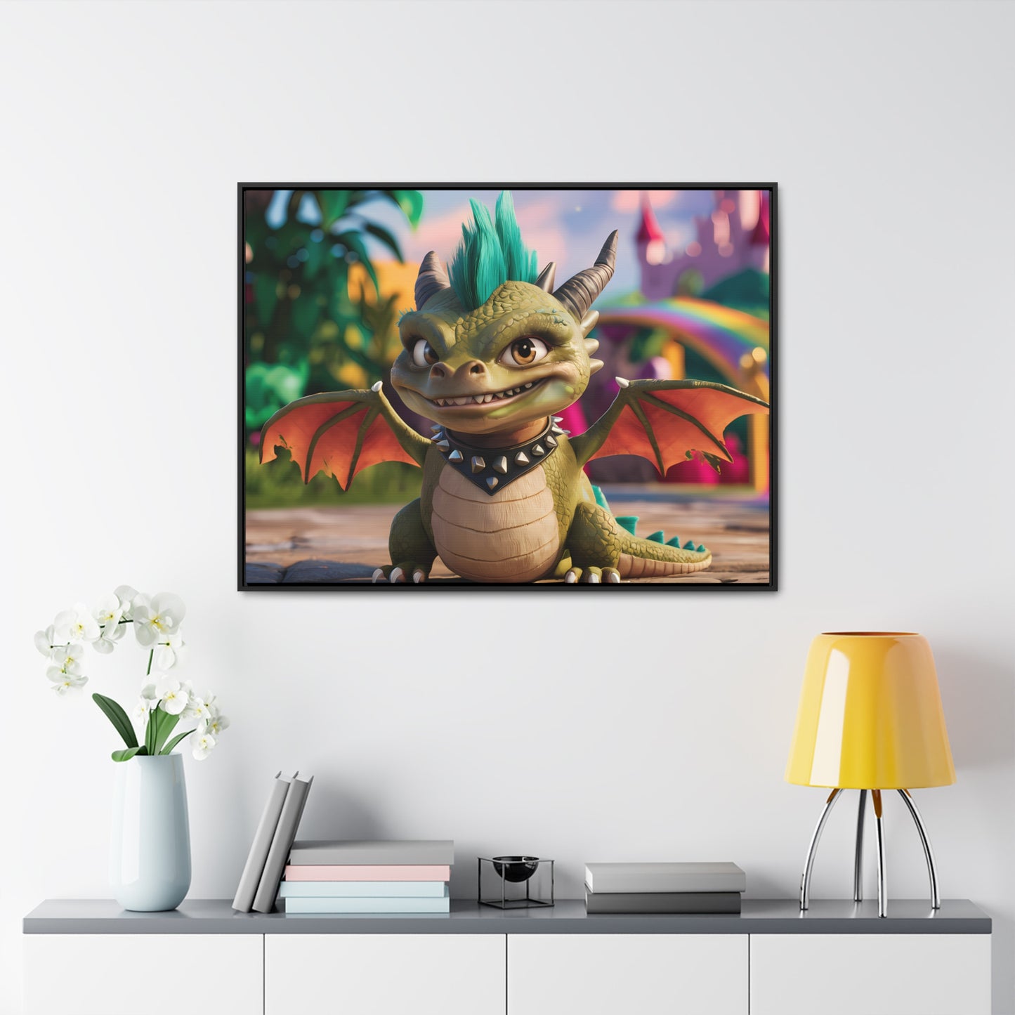 "Spike the Mischievous Baby Dragon" - Gallery Canvas Wraps, Horizontal Frame