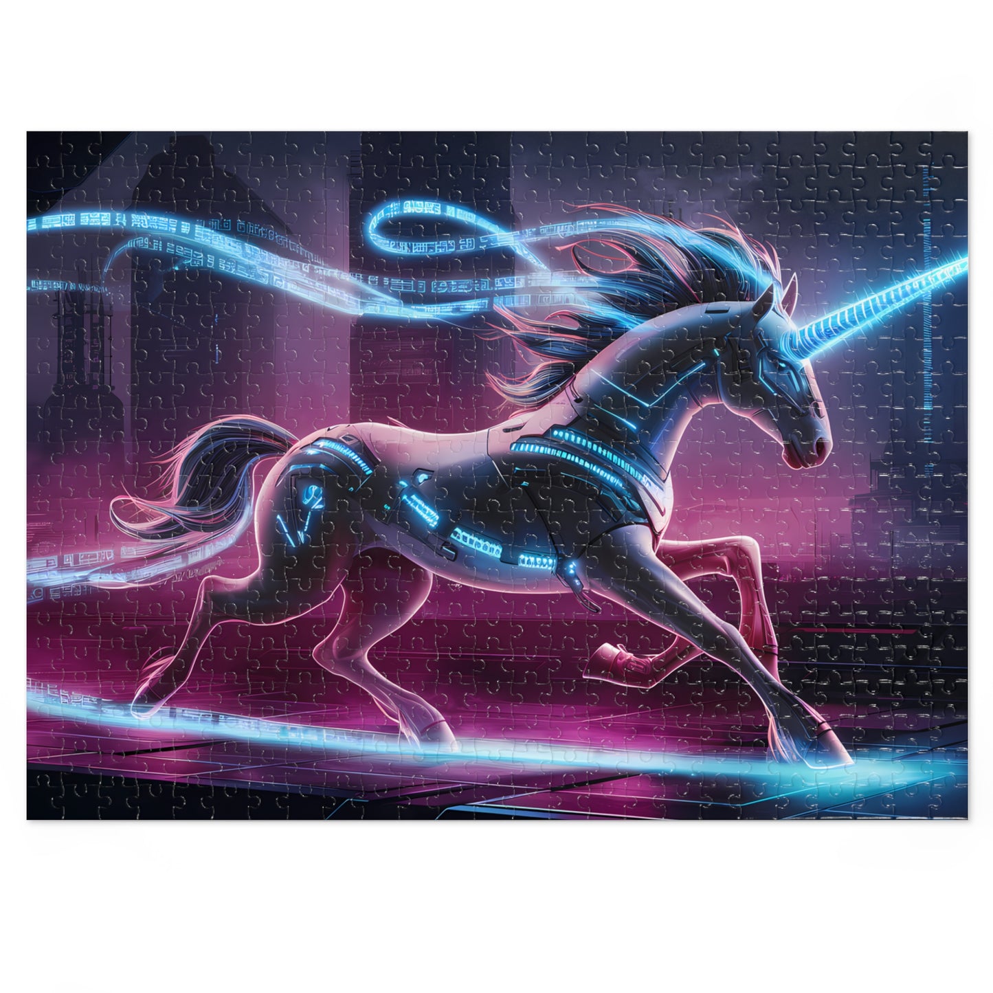 Cyber Unicorn in the Neon City - Jigsaw Puzzle (30, 110, 252, 500,1000-Piece)