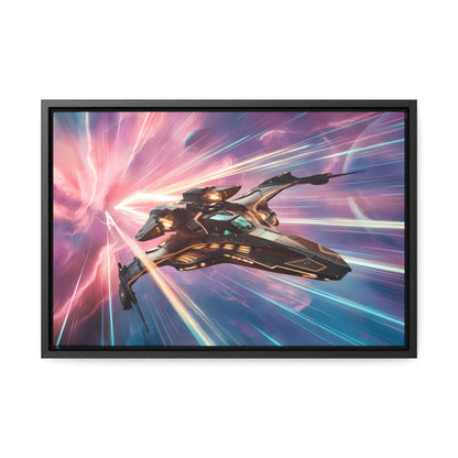 "Starship Through the Cosmic Rift" - Gallery Canvas Wraps, Horizontal Frame