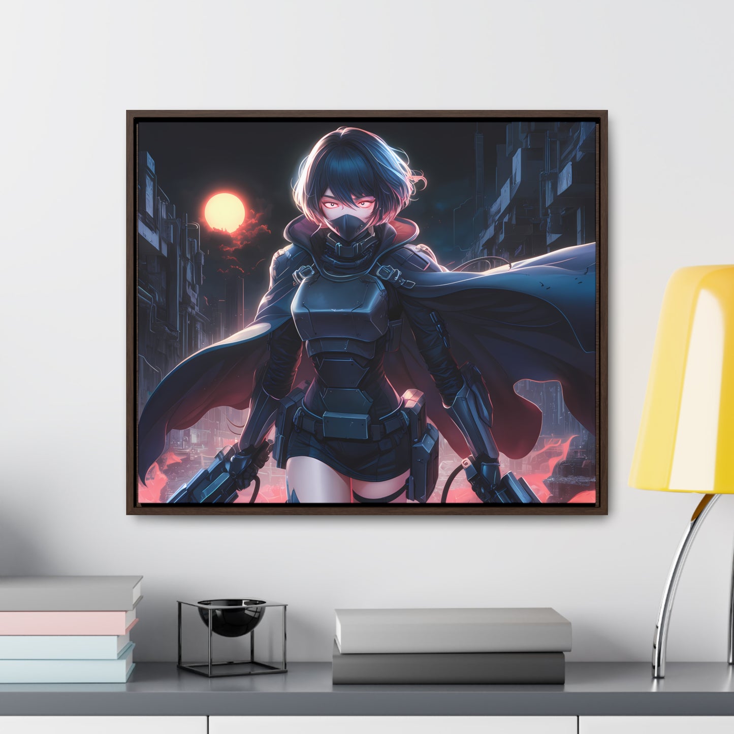 "Nightblade: The Cyberpunk Vigilante" - Gallery Canvas Wraps, Horizontal Frame