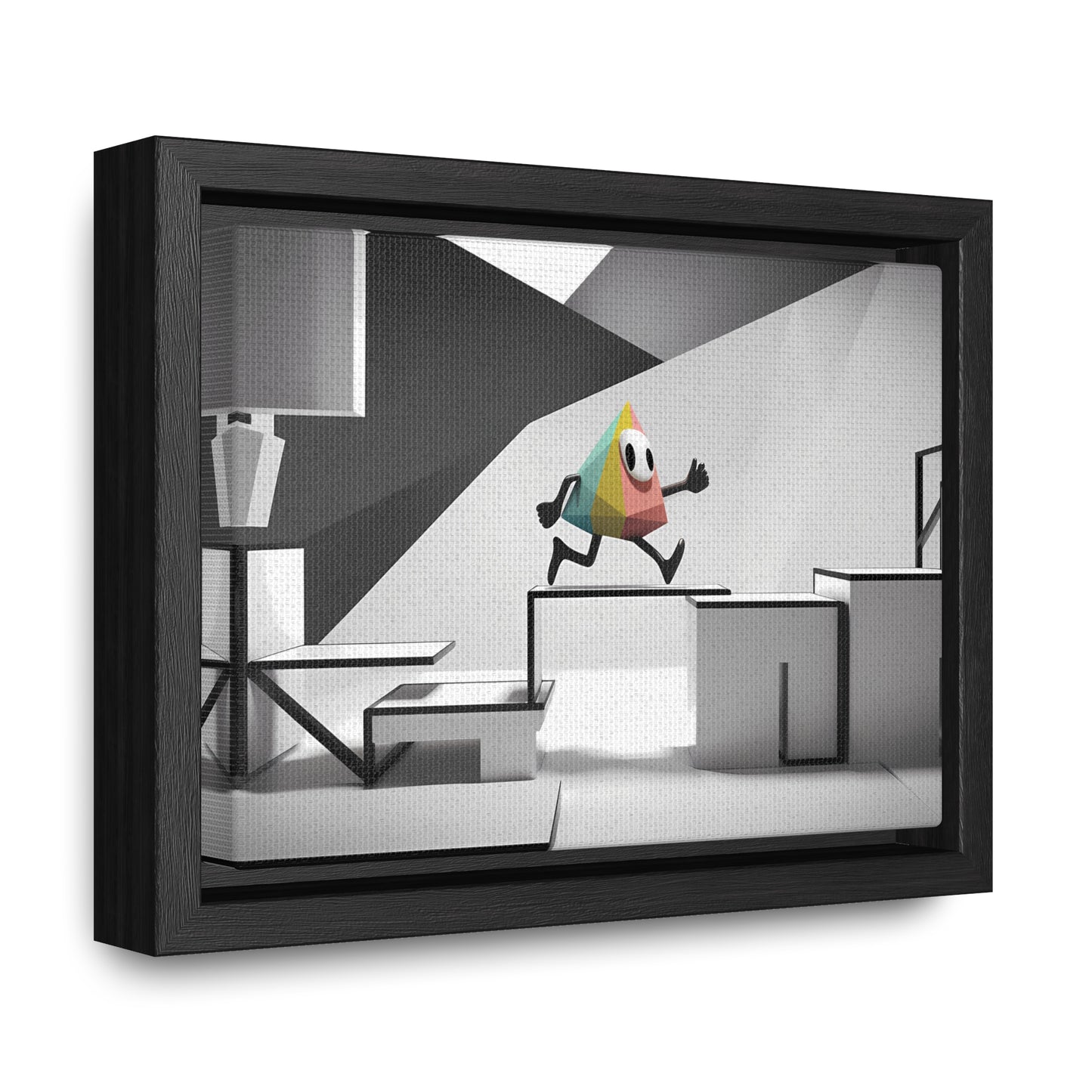 Geometric Adventure in Monochrome World - Gallery Canvas Wraps, Horizontal Frame