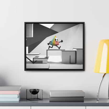 Geometric Adventure in Monochrome World - Gallery Canvas Wraps, Horizontal Frame