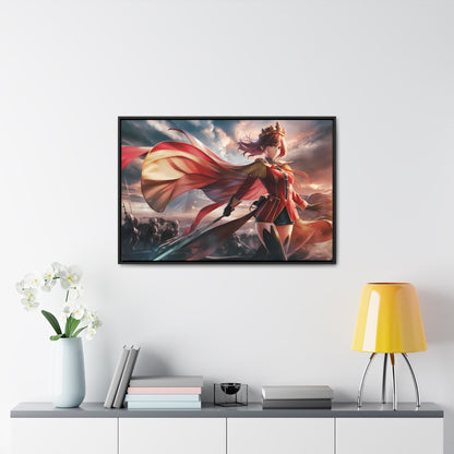 "Crimson Empress: Battle's Edge" - Gallery Canvas Wraps, Horizontal Frame