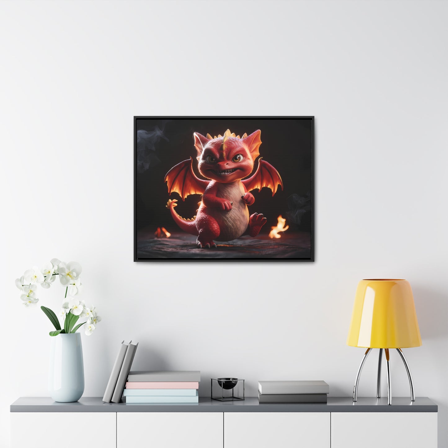 "Fiery Little Guardian" - Gallery Canvas Wraps, Horizontal Frame