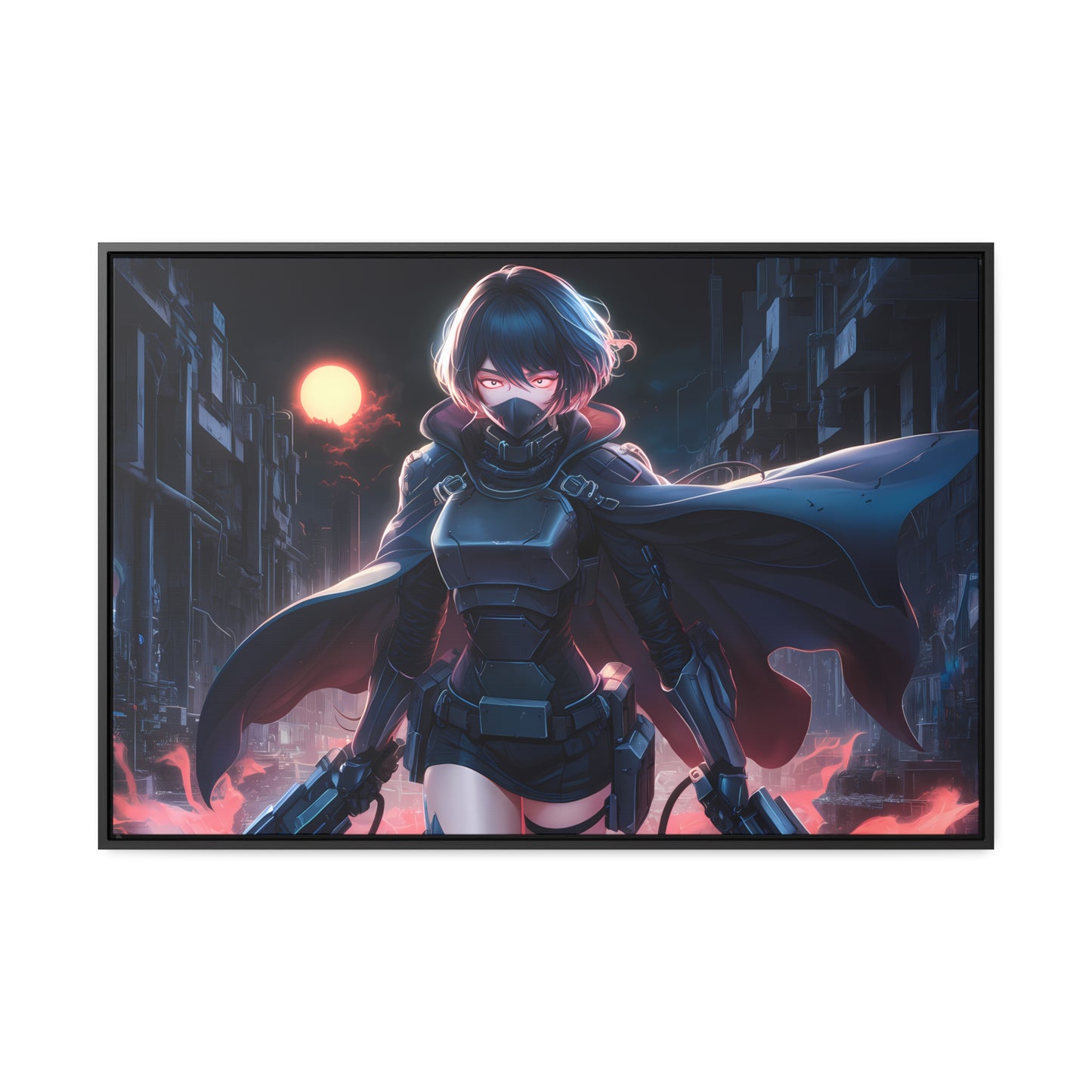 "Nightblade: The Cyberpunk Vigilante" - Gallery Canvas Wraps, Horizontal Frame