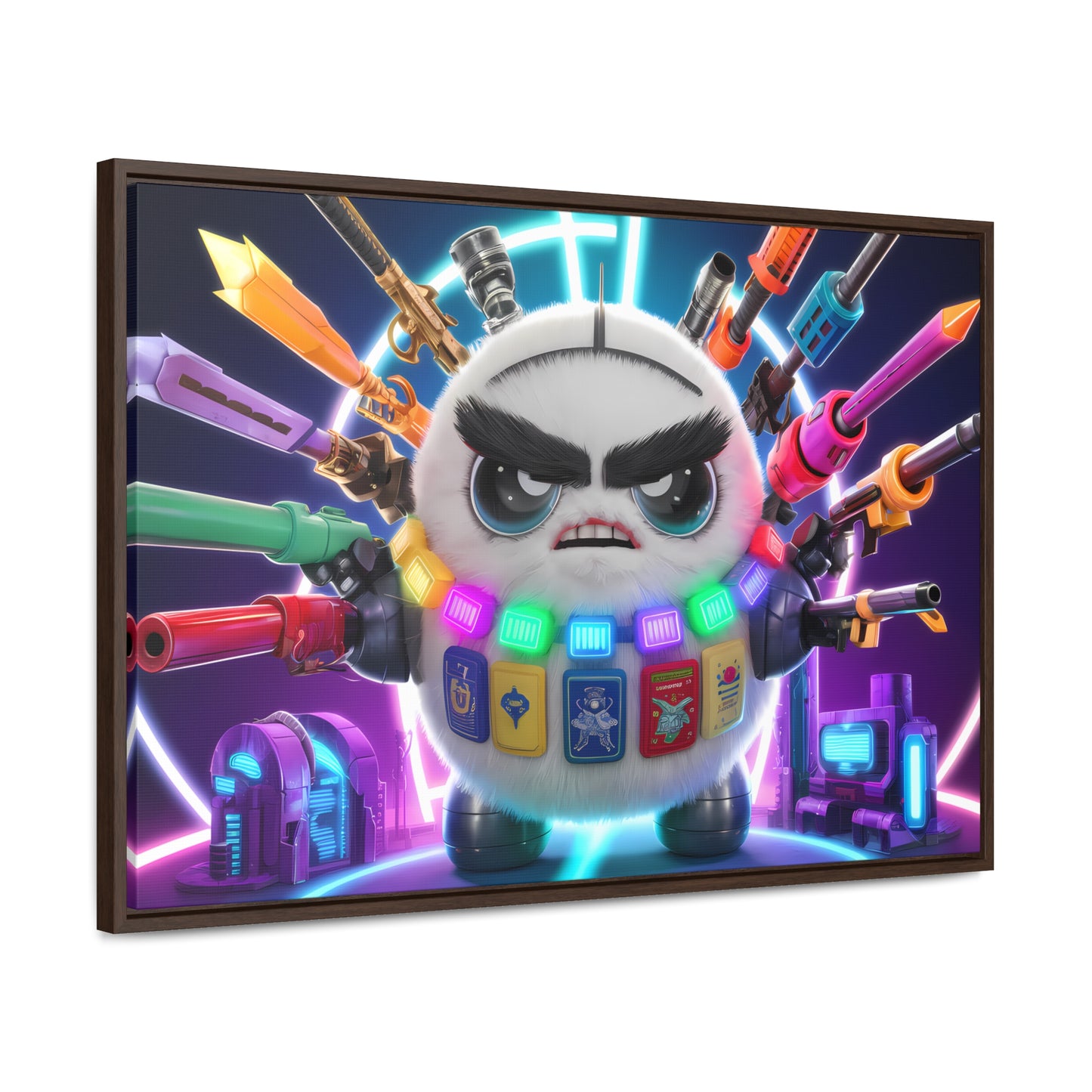 Battle-Ready Fluffbot: The Ultimate Arsenal - Gallery Canvas Wraps, Horizontal Frame