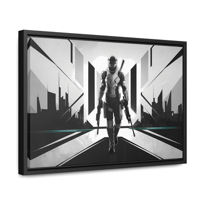 Sentinel of the Neon Metropolis - Gallery Canvas Wraps, Horizontal Frame