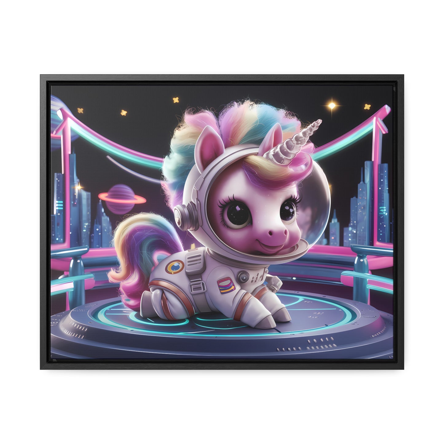 "Galactic Unicorn Explorer" - Gallery Canvas Wraps, Horizontal Frame