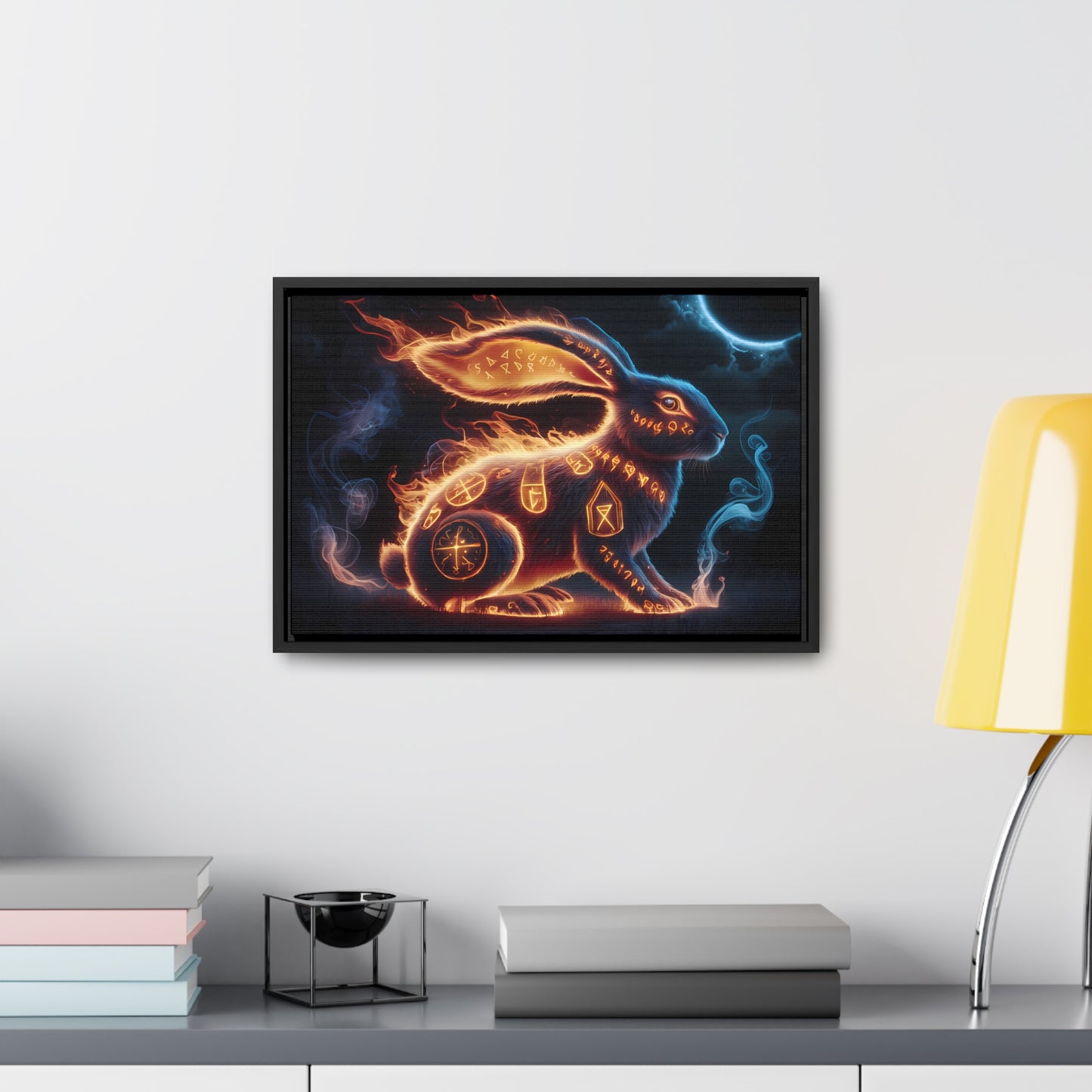 Runic Flame Rabbit - Gallery Canvas Wraps, Horizontal Frame