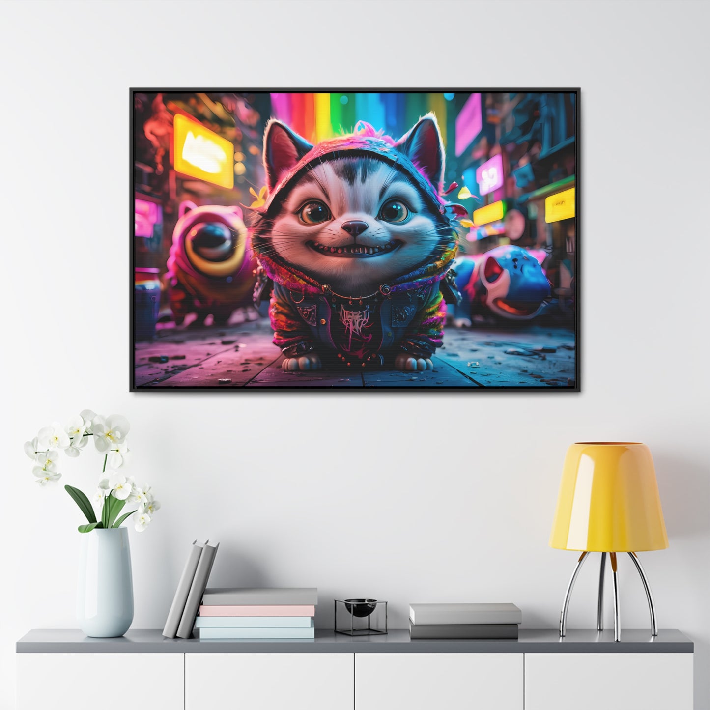 Cyberpunk Alley Cat Adventures - Gallery Canvas Wraps, Horizontal Frame