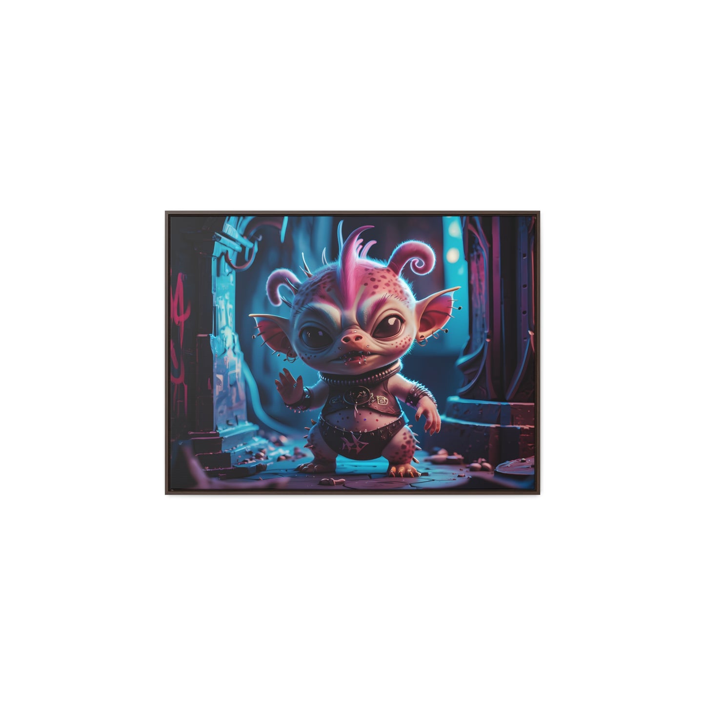 "Punk Goblin in Neon Alley" - Gallery Canvas Wraps, Horizontal Frame