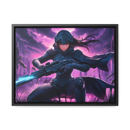 Shadow Sentinel: Neon Hunter - Gallery Canvas Wraps, Horizontal Frame