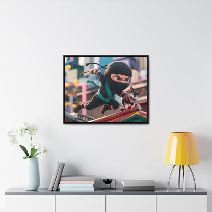 "Ninja and the Fearless Pup" - Gallery Canvas Wraps, Horizontal Frame