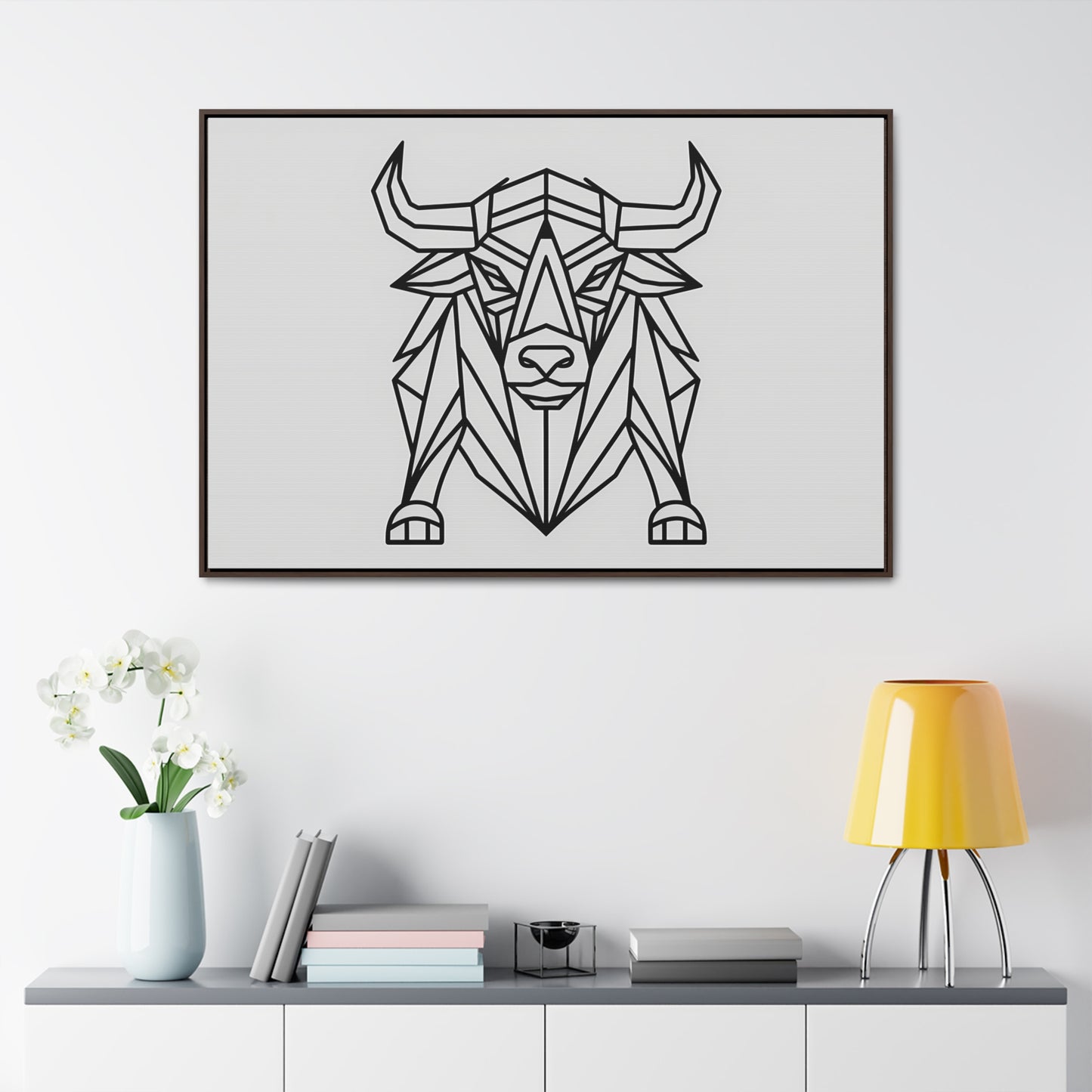 Geometric Bull - Gallery Canvas Wraps, Horizontal Frame