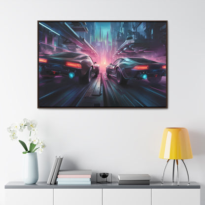 Neon Horizon: Velocity Clash - Gallery Canvas Wraps, Horizontal Frame