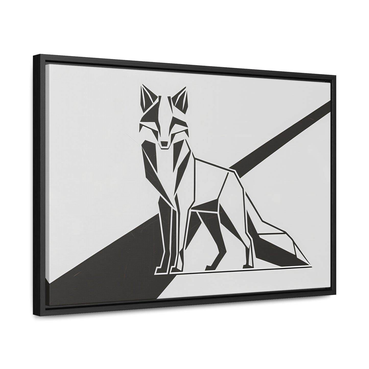 Geometric Fox in Black and White - Gallery Canvas Wraps, Horizontal Frame