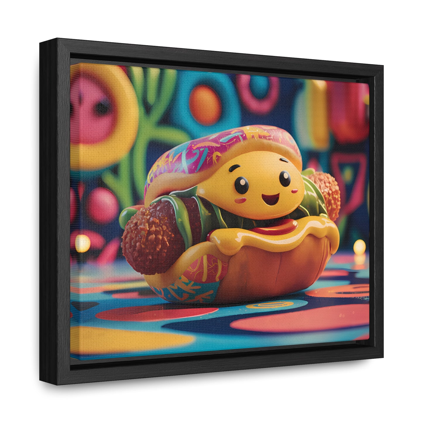 Cheerful Burger Adventure - Gallery Canvas Wraps, Horizontal Frame