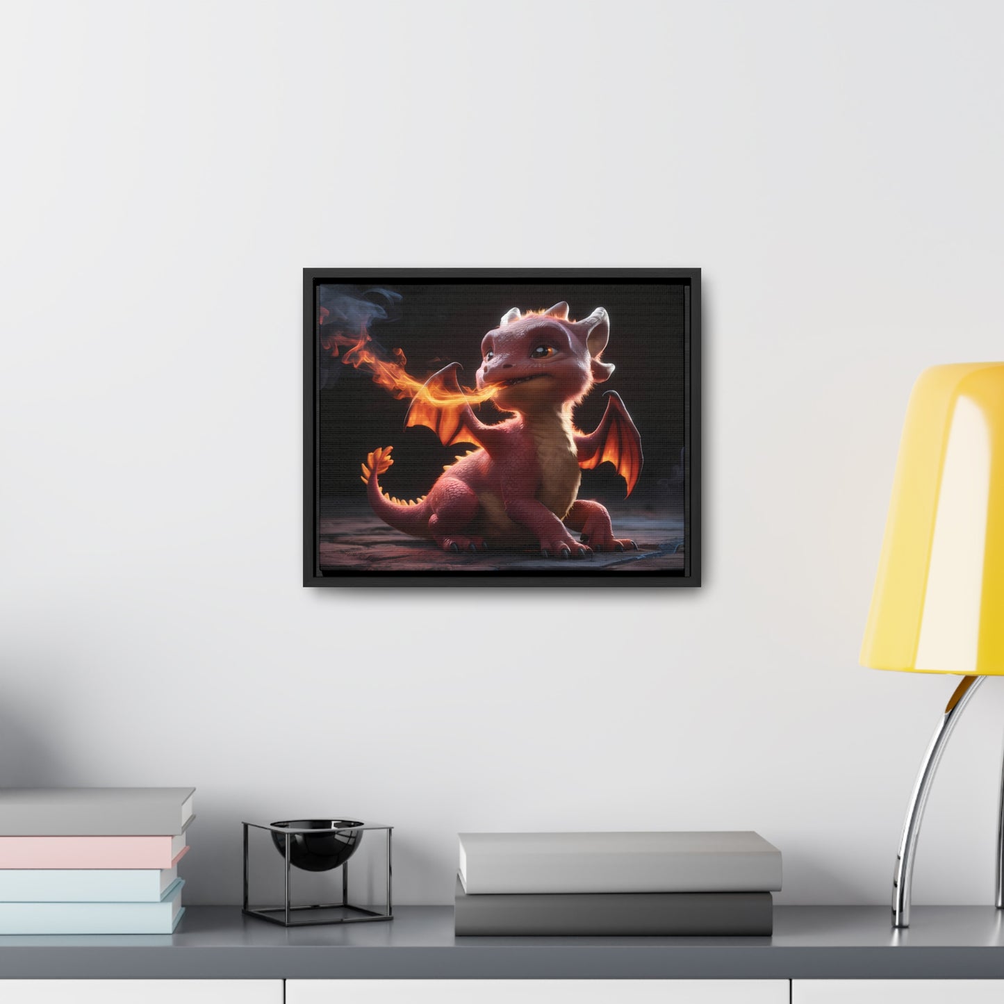 "Baby Dragon's First Flame" - Gallery Canvas Wraps, Horizontal Frame