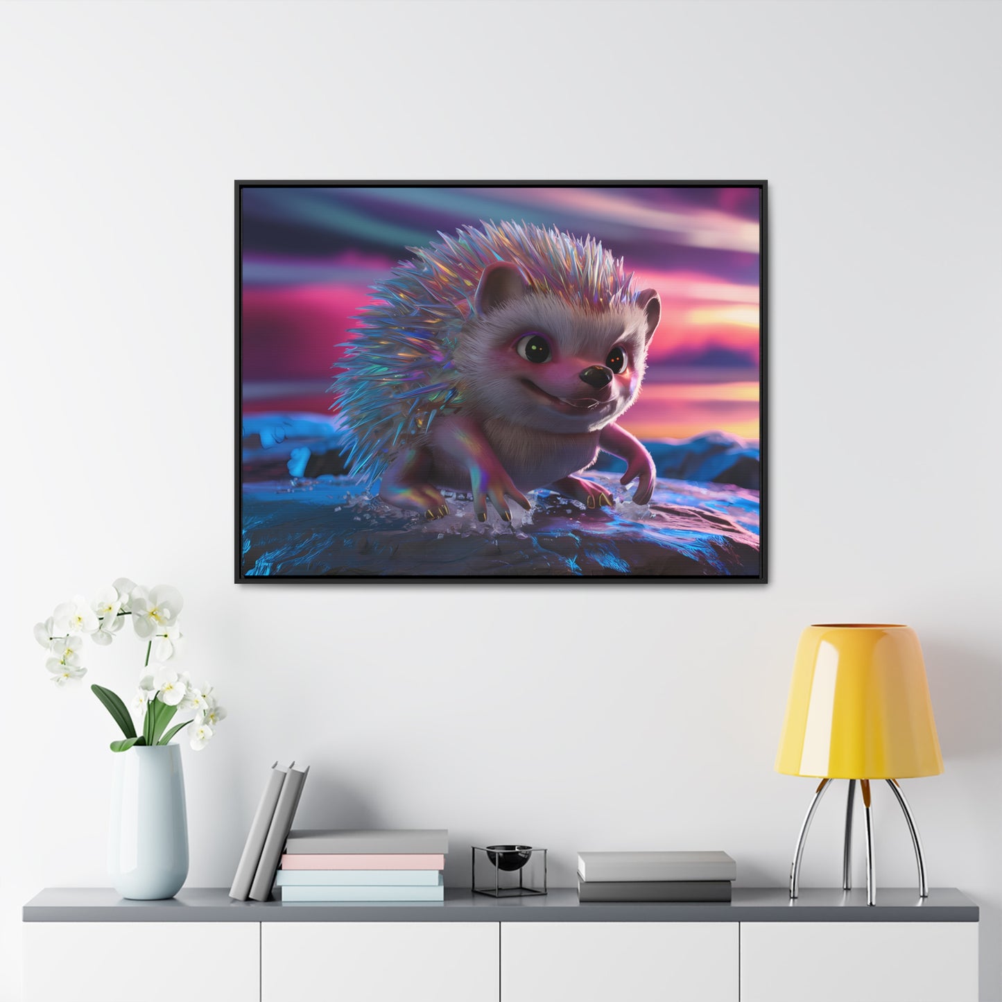 Prismatic Hedgehog at Dusk - Gallery Canvas Wraps, Horizontal Frame