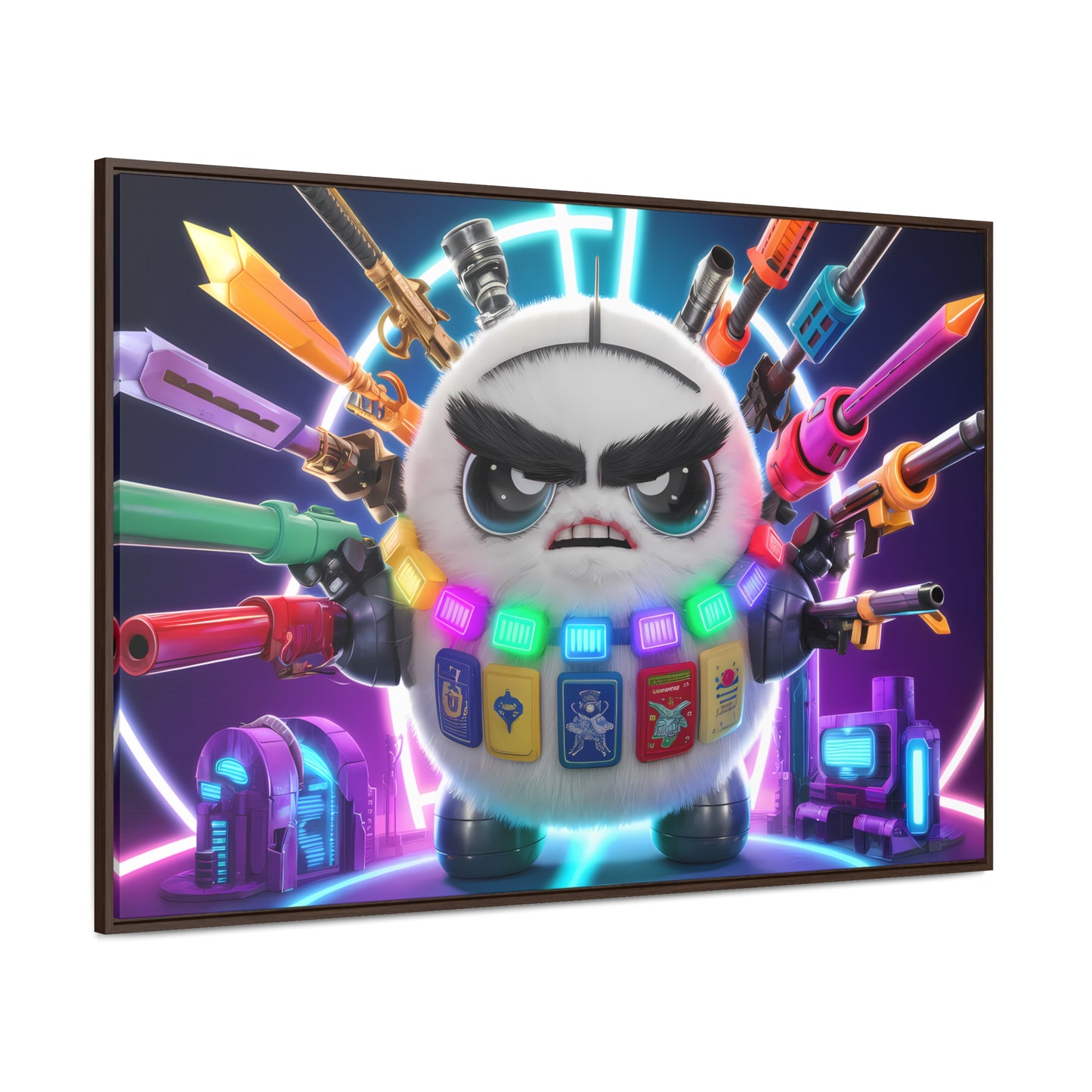 Battle-Ready Fluffbot: The Ultimate Arsenal - Gallery Canvas Wraps, Horizontal Frame