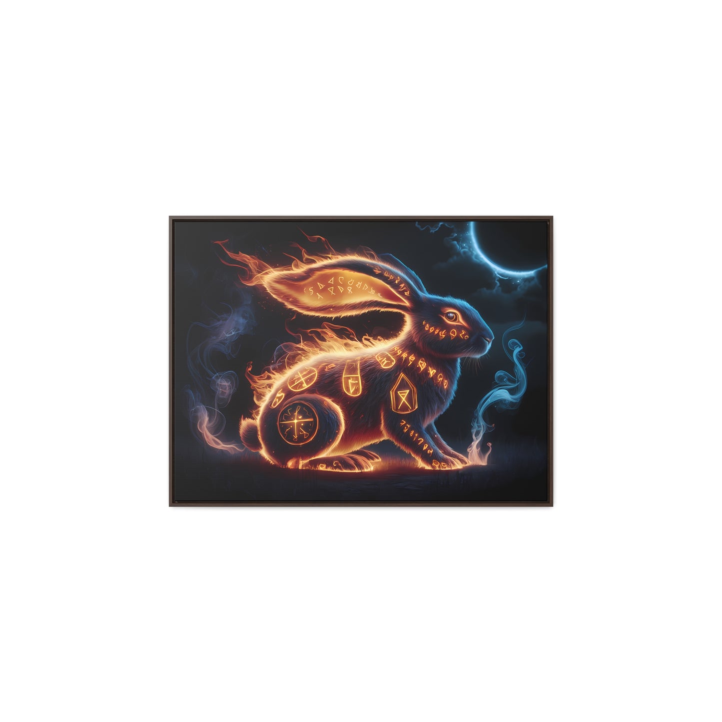 Runic Flame Rabbit - Gallery Canvas Wraps, Horizontal Frame