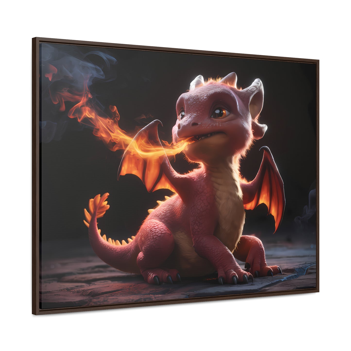 "Baby Dragon's First Flame" - Gallery Canvas Wraps, Horizontal Frame