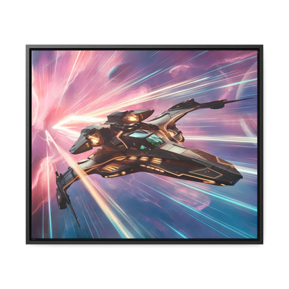 "Starship Through the Cosmic Rift" - Gallery Canvas Wraps, Horizontal Frame