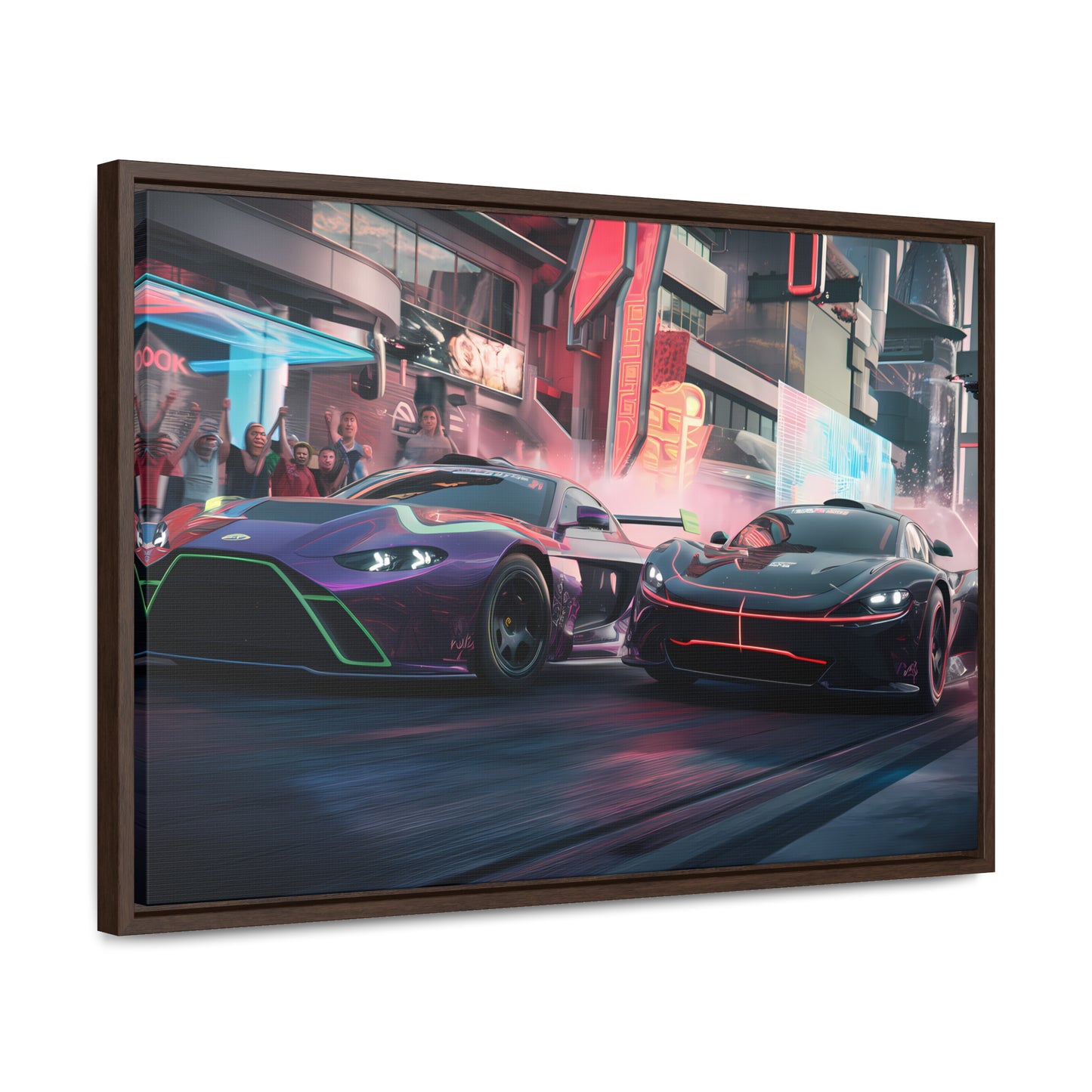 Neon Drift Showdown - Gallery Canvas Wraps, Horizontal Frame