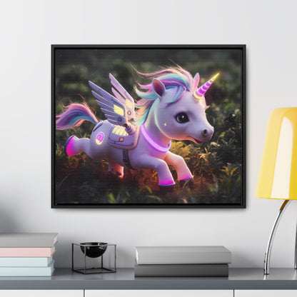 "Cybernetic Unicorn's Twilight Adventure" - Gallery Canvas Wraps, Horizontal Frame