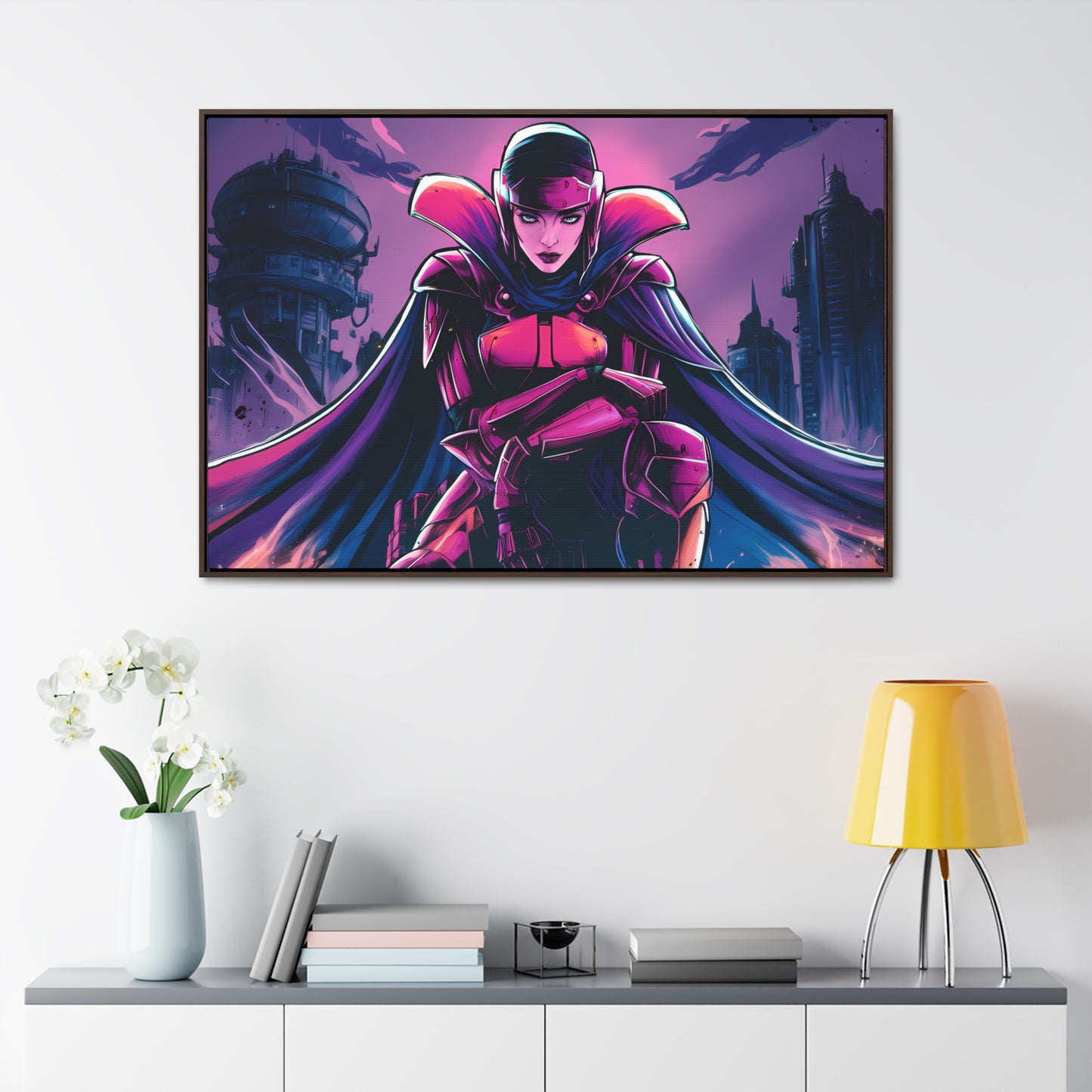 Guardian of the Neon Empire - Gallery Canvas Wraps, Horizontal Frame