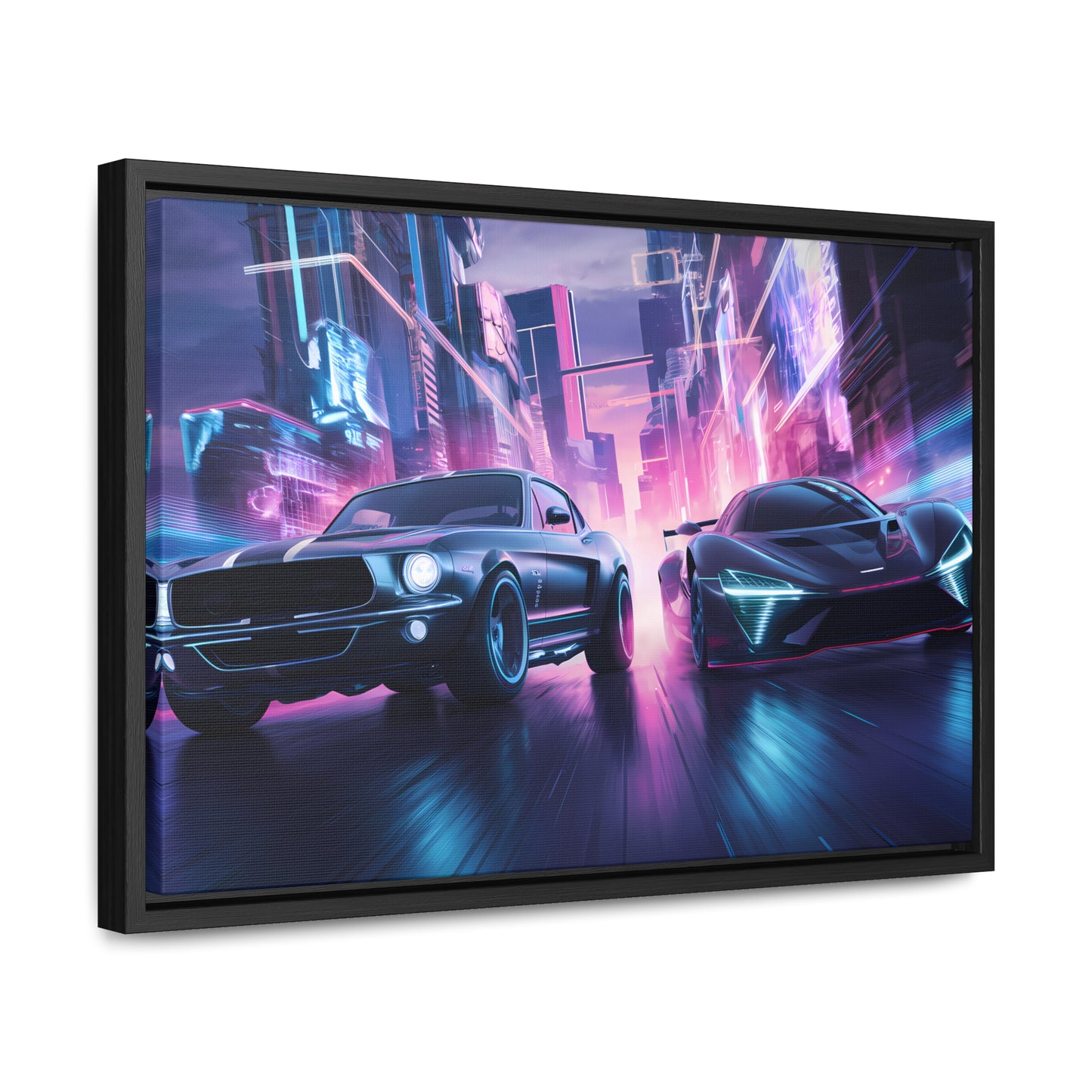 Neon Speed Duel - Gallery Canvas Wraps, Horizontal Frame