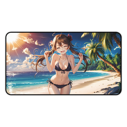 Happy Anime Girl at the beach - Desk Mat