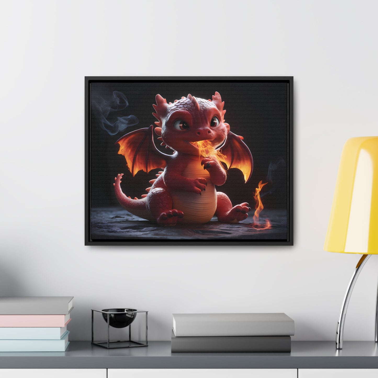 "Baby Dragon's First Flame" - Gallery Canvas Wraps, Horizontal Frame