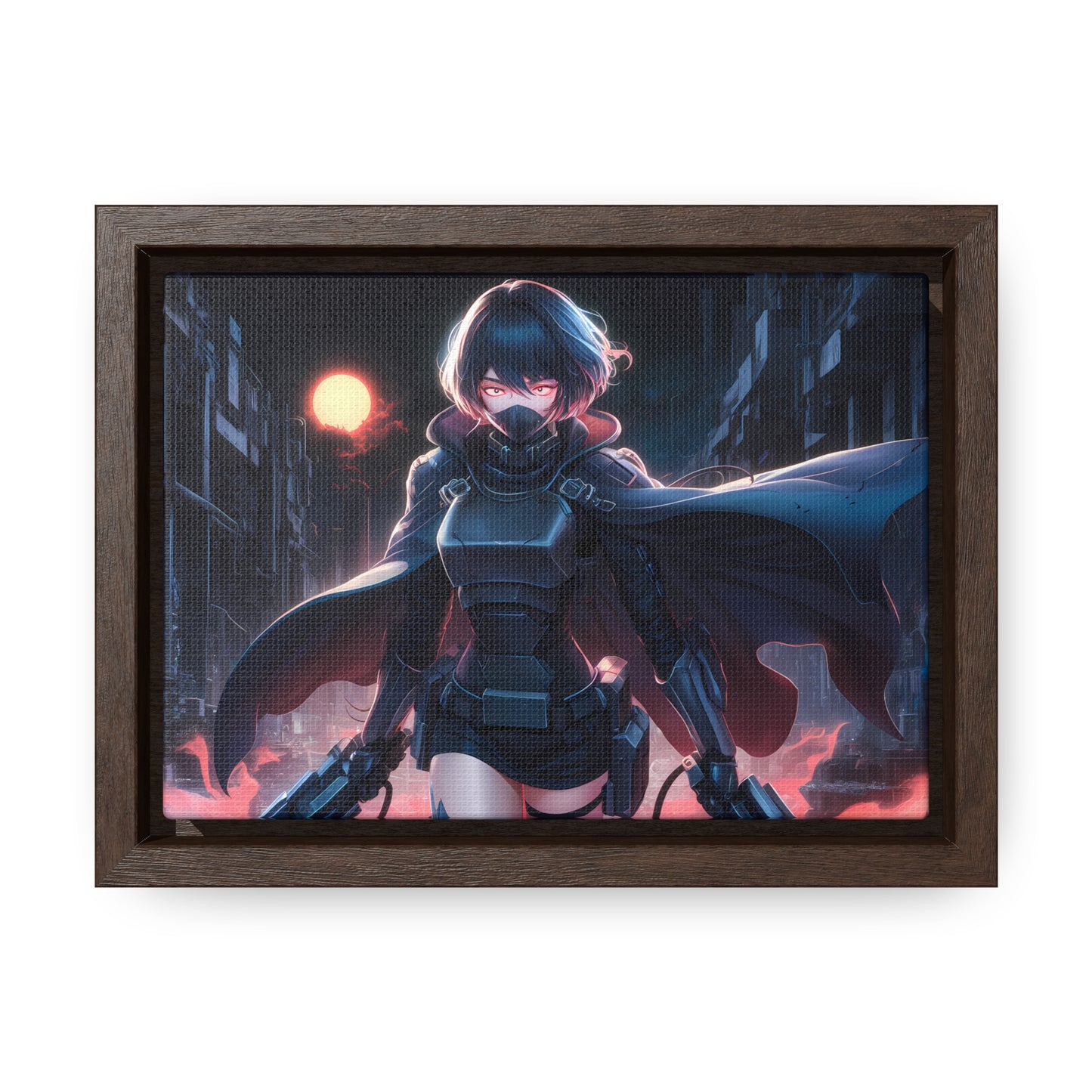 "Nightblade: The Cyberpunk Vigilante" - Gallery Canvas Wraps, Horizontal Frame