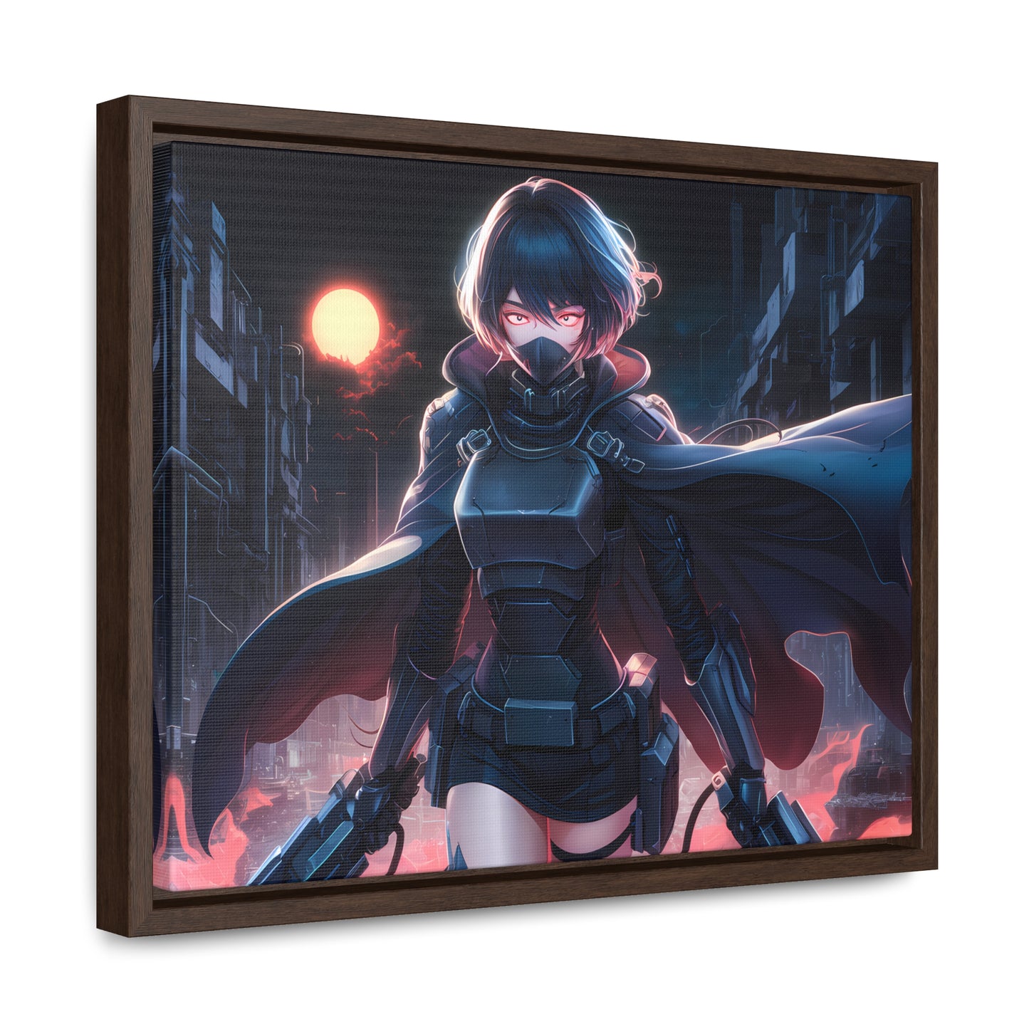 "Nightblade: The Cyberpunk Vigilante" - Gallery Canvas Wraps, Horizontal Frame