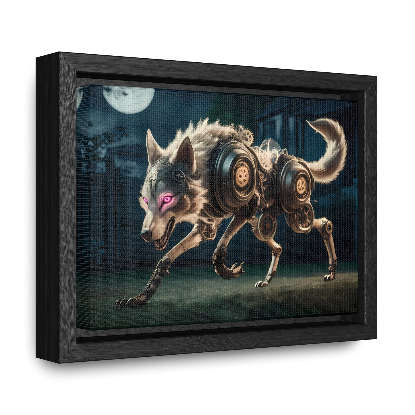 Cyberwolf Under the Moon - Gallery Canvas Wraps, Horizontal Frame