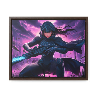 Shadow Sentinel: Neon Hunter - Gallery Canvas Wraps, Horizontal Frame