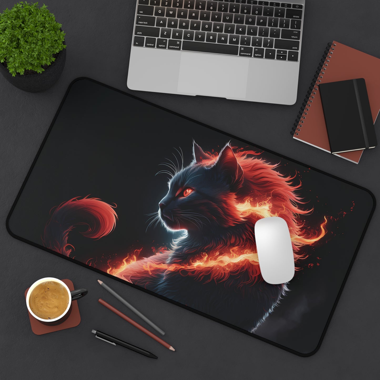 Mystical Fire Cat - Desk Mat