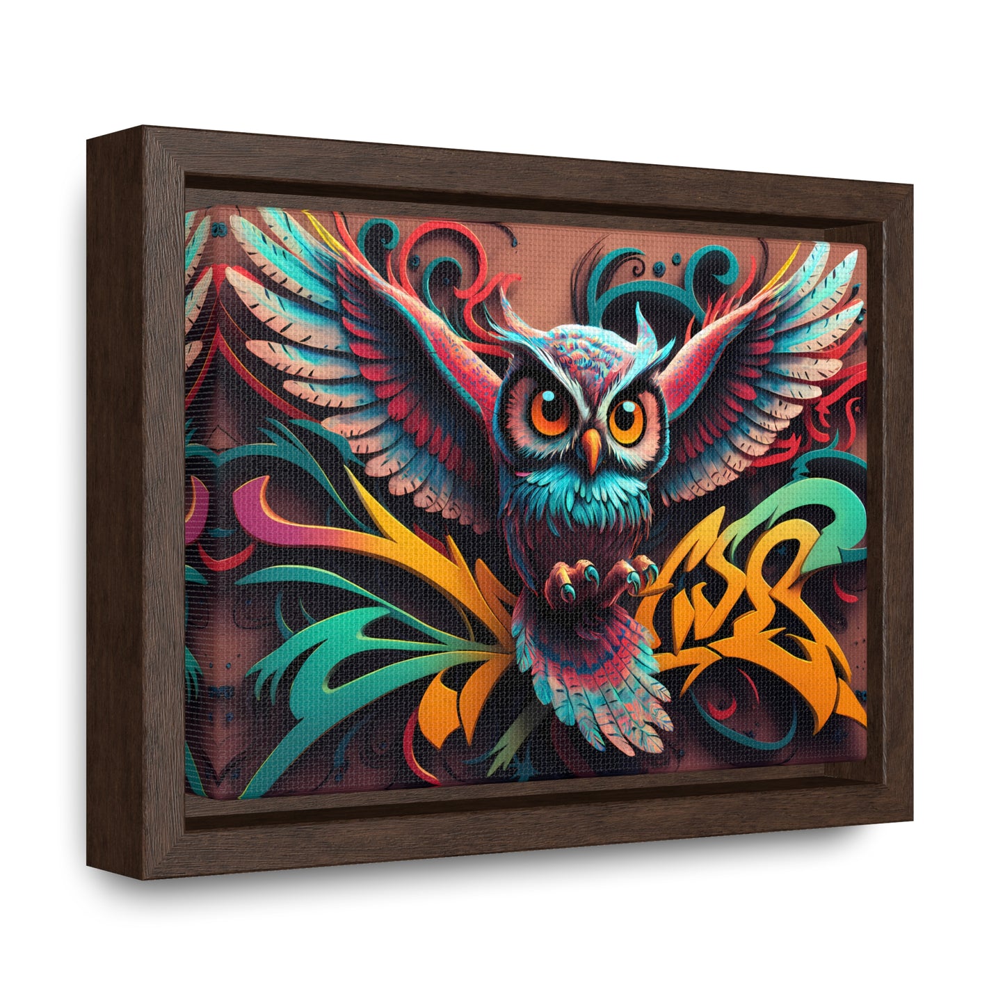 Vibrant Owl Symphony - Gallery Canvas Wraps, Horizontal Frame