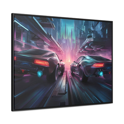 Neon Horizon: Velocity Clash - Gallery Canvas Wraps, Horizontal Frame