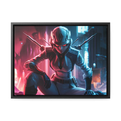 Cybernetic Valkyrie: Neon Enforcer - Gallery Canvas Wraps, Horizontal Frame