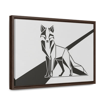 Geometric Fox in Black and White - Gallery Canvas Wraps, Horizontal Frame