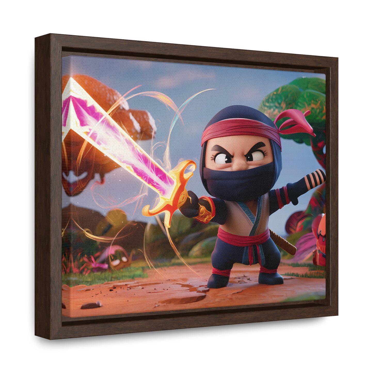 Ninja's Radiant Blade Adventure - Gallery Canvas Wraps, Horizontal Frame