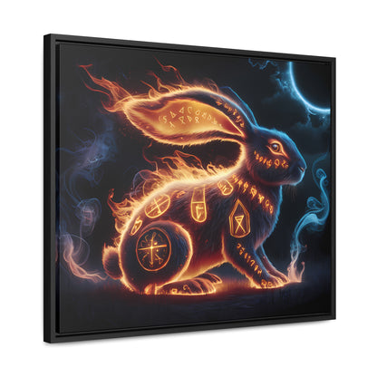 Runic Flame Rabbit - Gallery Canvas Wraps, Horizontal Frame